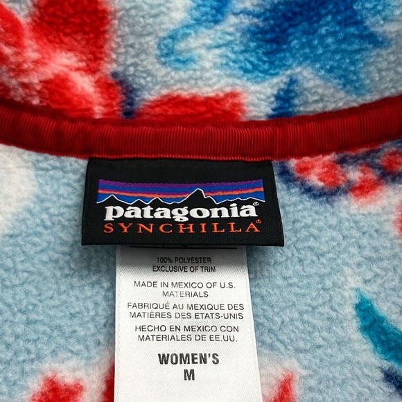 Like New Patagonia Synchilla Snap T Floral Monoa Dust Blue Fleece Pullover - Picture 6 of 6